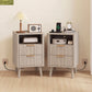 Nightstand Set of 2 with Charging Station - Grey