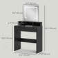 Makeup Vanity Desk with LED Mirror and Drawers - Black