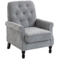 Accent Chair, Mid-Century Modern Armchair with Thick Padded Seat, Spring Cushion, Solid Wood Legs, Grey