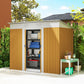 7' x 4' Outdoor Storage Shed, Metal Garden Tool Storage House Organizer with Lockable Sliding Doors and Vents for Backyard Patio Lawn, Yellow