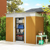 7' x 4' Outdoor Storage Shed, Metal Garden Tool Storage House Organizer with Lockable Sliding Doors and Vents for Backyard Patio Lawn, Yellow