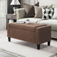 Storage Ottoman Bench, Linen Upholstered Bench with Tufted Design, Brown