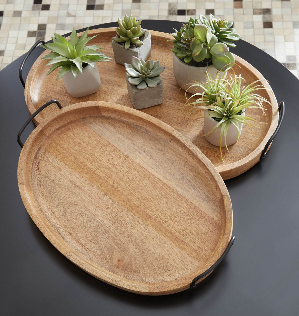 Jocelyne - Brown / Black - Tray Set (Set of 2) - Forward Furniture