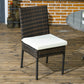 PE Rattan Outdoor Dining Chairs with Cushion, Patio Wicker Dining Chair with Backrest, Brown