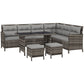 6pcs Outdoor Rattan Sofa Set Garden Wicker Sectional Couch Furniture Set with Dining Table and Chair Grey