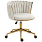 Woven Back Vanity Office Chair with Wheels - Cream White