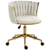 Woven Back Vanity Office Chair with Wheels - Cream White