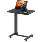Pneumatic Standing Desk Adjustable Height, Mobile Stand Up Desk with Wheels, 43 Inch Portable Rolling Table, Black