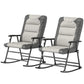 Folding Rocking Chair Set of 2 Padded Rockers with Armrest, Light Grey