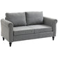 Vintage Loveseat, Upholstered Love Seat Furniture, Chenille-feel Fabric 2 Seater Sofa Couch with Rolled Arms, Gourd-Shaped Rubber Wood Legs for Living Room, Light Grey