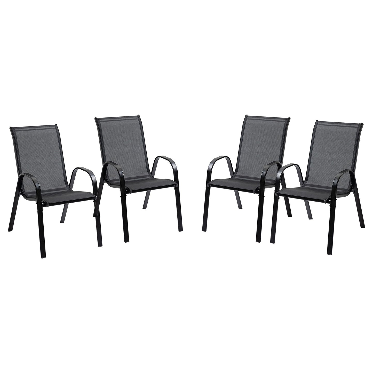 4-Piece Outdoor Dining Chair for Relaxing on Patio Balcony Garden, Comfortable Outdoor Furniture with Armrests, Black