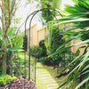 7.2FT Metal Garden Arch with Gate, 2 Side Planter Baskets, Garden Arbor Archway Trellis for Roses and Climbing Plants, Black