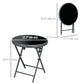18" Outdoor Round Folding Table, Garden Side Table with Tempered Glass Top for Camping, Party, Weddings, Black