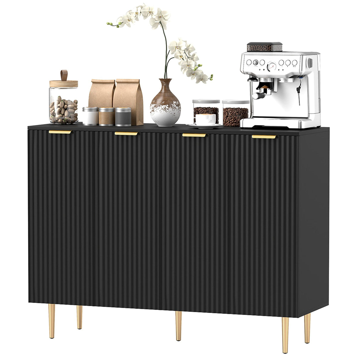 Sideboard Buffet Cabinet with Adjustable Shelves - Black