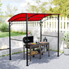 7' x 5' Garden Grill Canopy, BBQ Grill Gazebo Tent with Steel Frame and Hooks, Outdoor Sun Shade, Wine Red