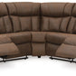 Trail Boys - Walnut - 2-Piece Reclining Sectional With Raf Reclining Loveseat - Faux Leather