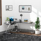 L-Shaped Computer Desk, Corner Table with Keyboard Tray for PC Laptop Desktop, Workstation Stand Home Office Furniture