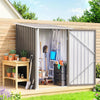 3.3' x 3.4' Lean-to Outdoor Garden Storage Shed, Galvanized Steel with Lockable Door for Patio Brown and White