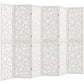 6 Panel Room Divider, 5.6 FT Lightweight Folding Privacy Screen with Geometric Pattern for Living Room, Bedroom, White