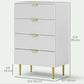 4-Drawer Dresser with Gold Legs - White