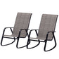 Set of 2 Patio Rocking Chairs, Outdoor Rocking Chairs with High Backrest, Armrests for Backyard, Garden, Light Brown
