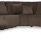 Top Tier - Chocolate - 6-Piece Reclining Sectional With Raf Press Back Chaise - Fabric