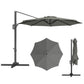 10' Offset Patio Umbrella Cantilever Umbrella with Aluminium Pole 360° Rotation and Tilt Adjustment, Grey