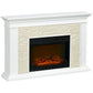 47" Electric Fireplace with Mantel, 1400W Freestanding Fireplace Heater with Remote Control, Overheat Protection, Timer, White