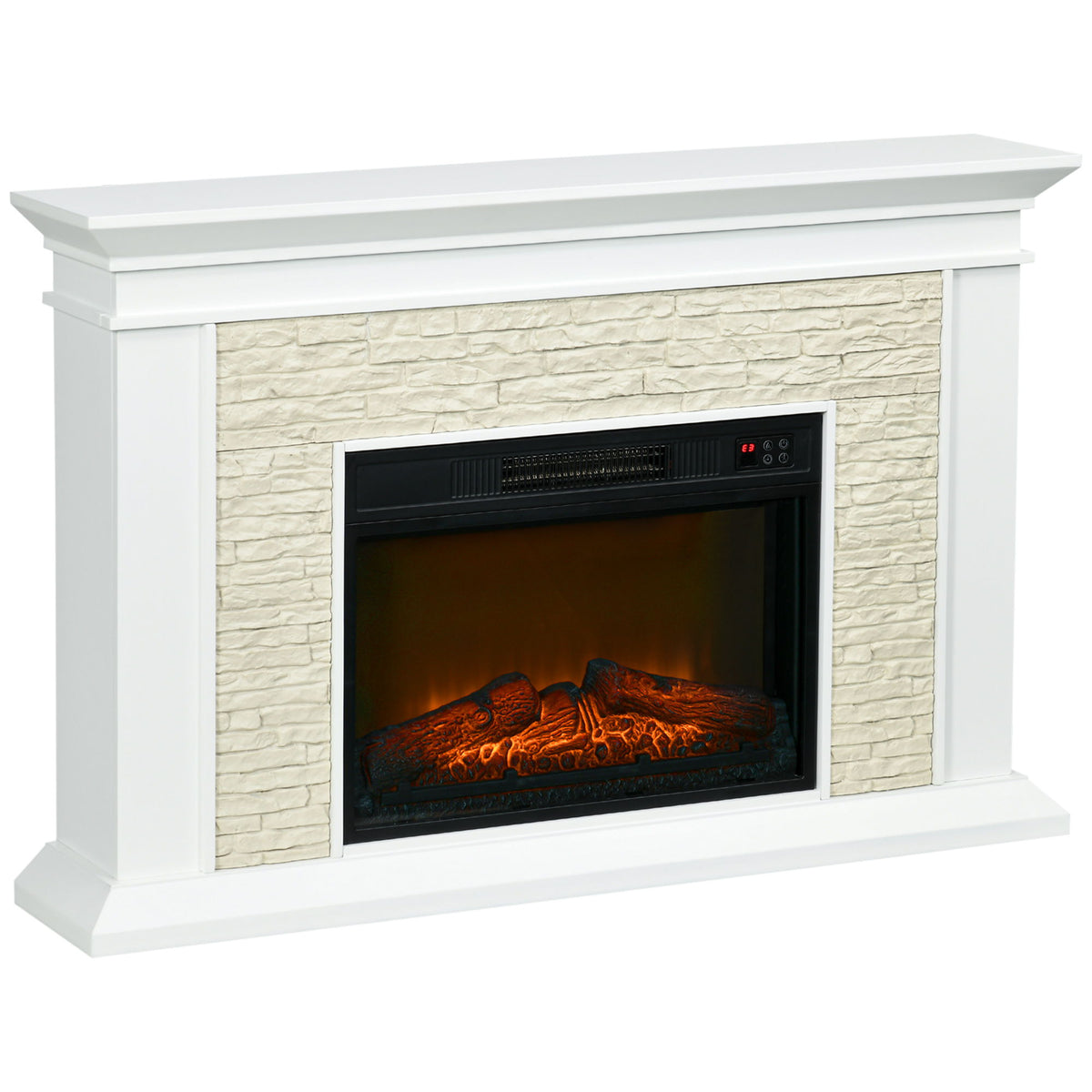 47" Electric Fireplace with Mantel, 1400W Freestanding Fireplace Heater with Remote Control, Overheat Protection, Timer, White