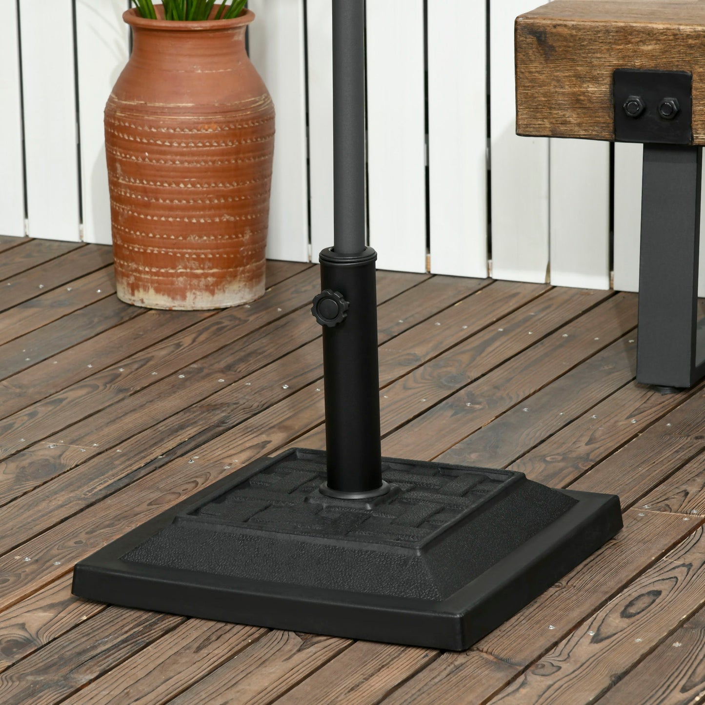 26 lb Heavy Duty Patio Umbrella Base, Square Resin Market Umbrella Stand for Outdoor, Garden, Backyard, Black