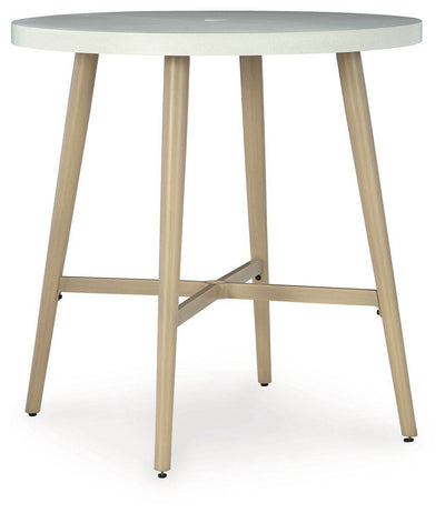 Seton Creek - Beige - Round Bar Table With Umbrella Option - Forward Furniture