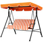 3-Seater Outdoor Porch Swing with Adjustable Canopy, Patio Swing Chair for Garden, Poolside, Backyard, Orange
