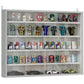 5-Tier Display Cabinet, Shot Glass Display Case, Glass Curio Cabinet with 2 Glass Doors and 4 Adjustable Shelves, Grey