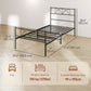 Metal Twin Platform Bed Frame with Headboard, Steel Slat Support, Underbed Storage, No Box Spring Needed, Easy Assembly