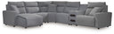 6 Pc. Power Reclining Sectional With LAF Press Back Power Chaise And Audio Console