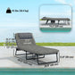 2-Piece Folding Lounge Chairs with Adjustable Backrest, Tanning Chair with Cushion, Side Pocket, Headrest, Grey