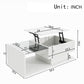 High-Gloss Coffee Table with Adjustable Height and LED Light Strip, Tempered Glass Top, Easy to Install, 39.5" L x 19.5" W x 13" H, White