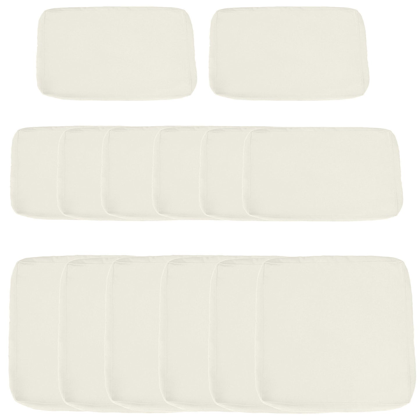Outdoor 14pc Patio Rattan Sofa Set Cushion Polyester Cover Replacement Set - No Cushion Included, Cream White
