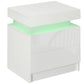 Nightstand, Bedside Table with LED Lights and 2 Drawers for Bedroom, Living Room, White
