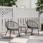 3 Piece Wicker Patio Furniture Set with Soft Seat Cushions, Tempered Glass Tabletop, Bistro Set for Garden, Black