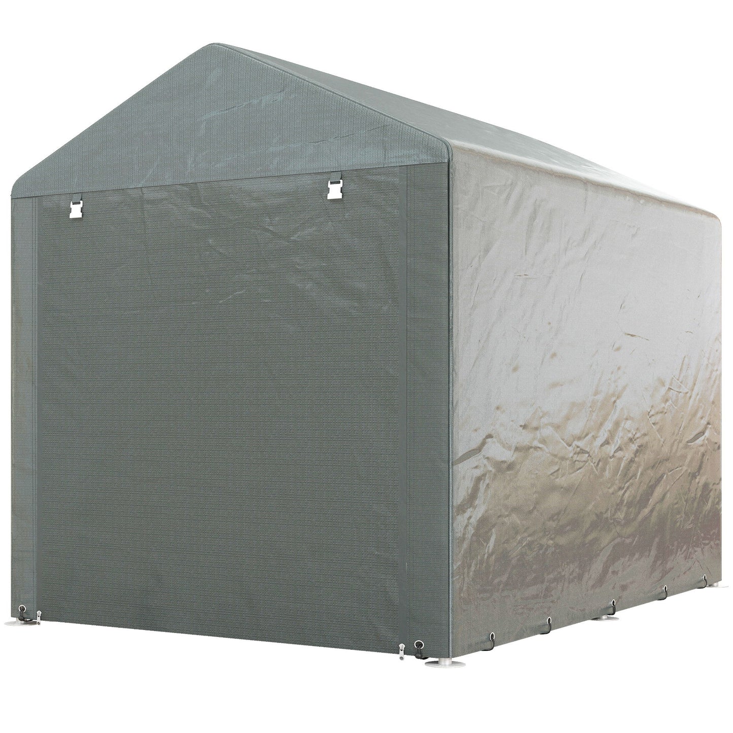 Portable Bicycle Shed with Galvanized Steel Frame and Large Door, Waterproof Outdoor Shed for Garden Tools, Light Grey