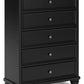 Lanolee - Black - Five Drawer Chest