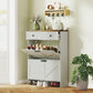 Narrow Shoe Storage Cabinet, Farmhouse Shoe Cabinet with 2 Flip Drawers, 1 Drawer, 12 Pairs for Entryway, White