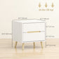 Nightstand Set of 2 with 2 Drawers and Solid Wood Legs - White