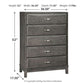 Caitbrook - Gray - Five Drawer Chest