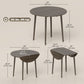 Folding Dining Table, Round Drop Leaf Kitchen Table for Small Spaces with Wood Legs, Distressed Grey