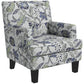 Floral Mid-Century Accent Chair with Nailhead Trim - Multicolour