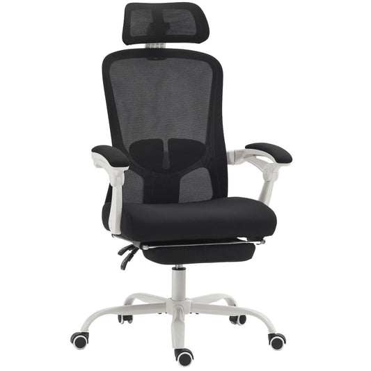 Ergonomic Mesh Reclining Office Chair with Headrest - Black