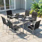 7 Piece Garden Dining Set, Garden Furniture Set with Rectangle Table and 6 Stackable Chairs