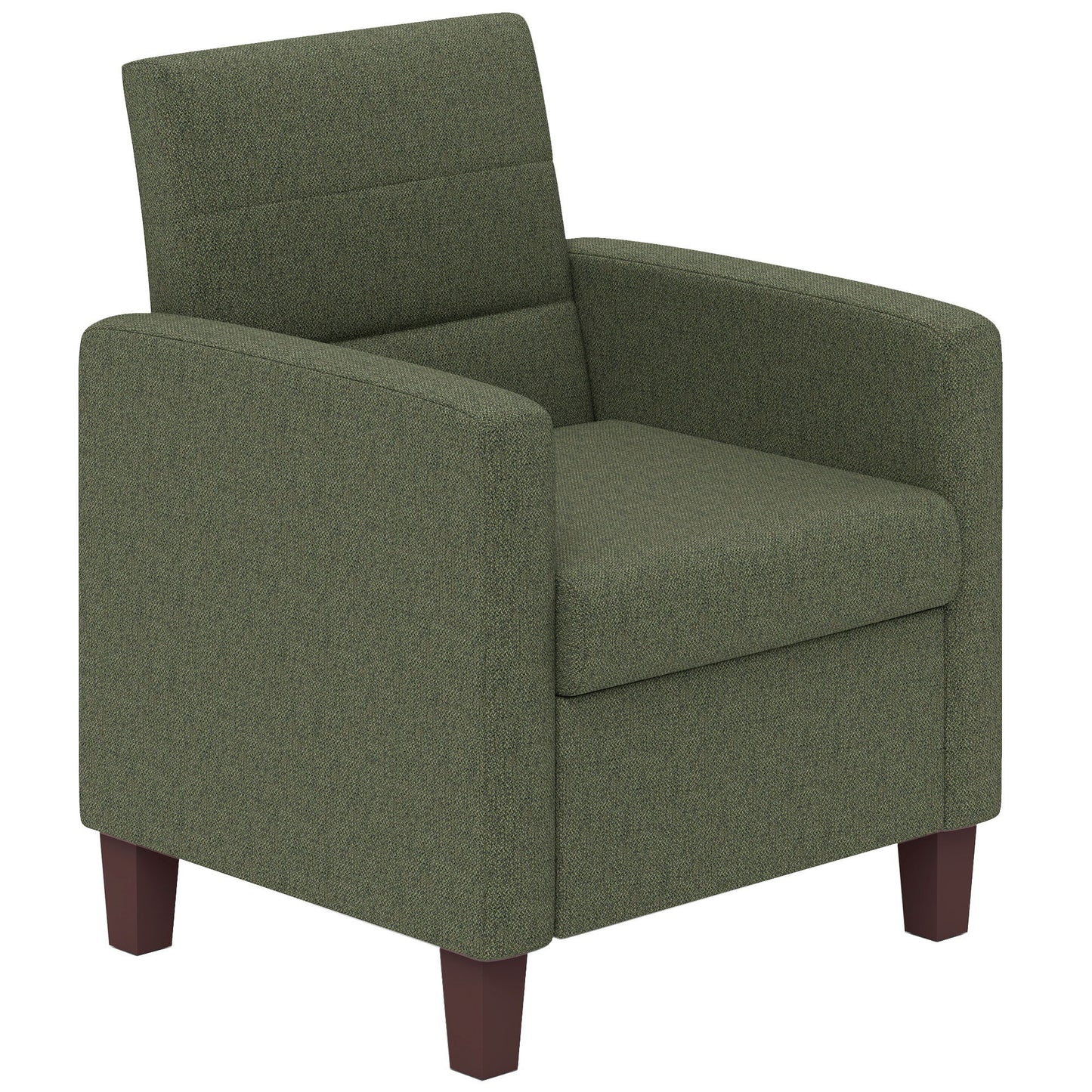 Fabric Accent Chair, Modern Armchair with Seat Cushion and Non-Slip Pads for Living Room, Bedroom, Dark Green
